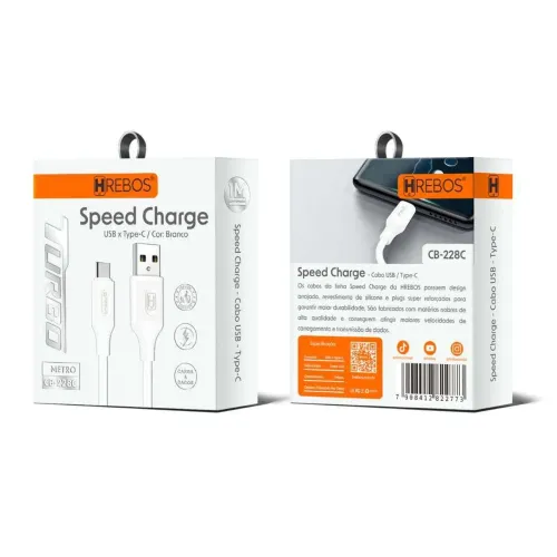 Cabo Turbo USB TIPO-C  1M Speed Charge HREBOS CB-228C