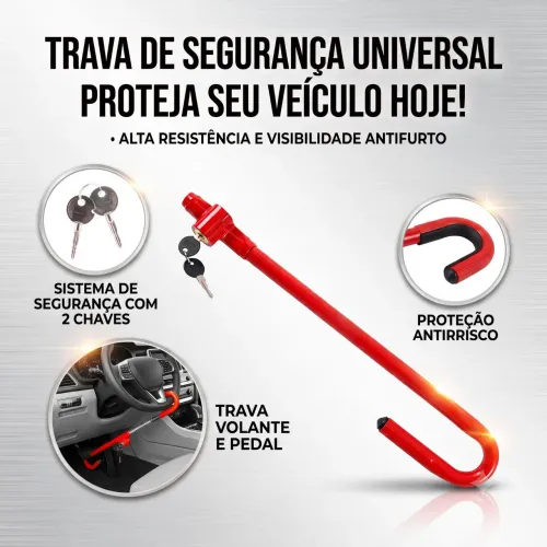 Trava Antifurto Automotiva Reforçada