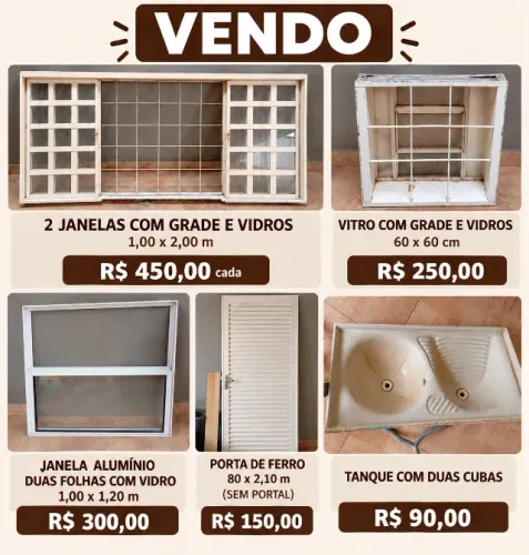 Materiais para Casa - Janelas, Porta e Tanque