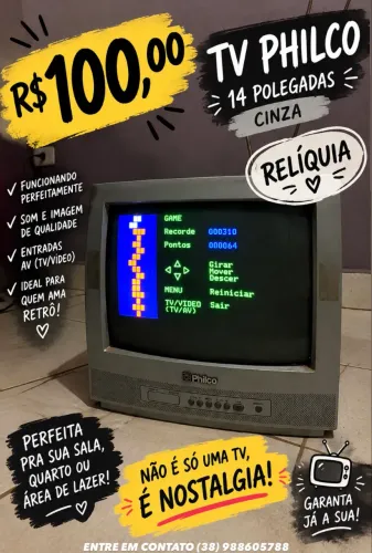 TV PHILCO 14 POLEGADAS - RELÍQUIA