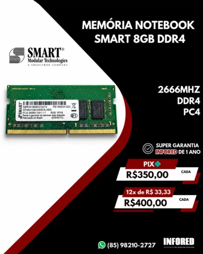 Memória RAM Notebook Smart 8GB DDR4 2666MHz