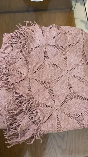 Colcha artesanal de crochê - Solteiro (2,00 x 1,70 m) - Tom Rosé