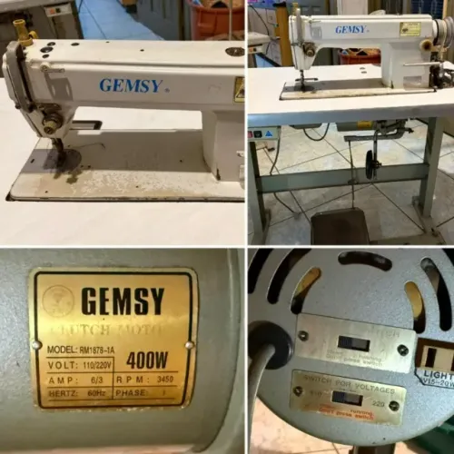 Máquina de Costura Industrial Reta Gemsy - Completa com Mesa e Motor