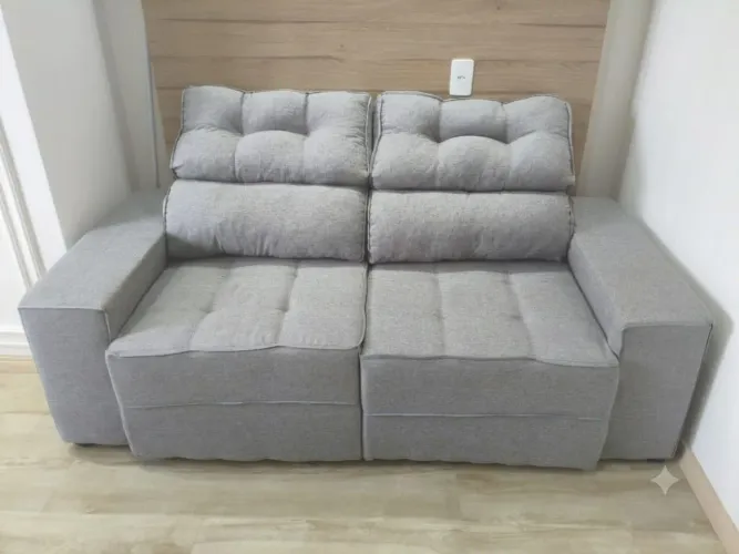 Sofá Linho cinza retrátil (3 lugares)