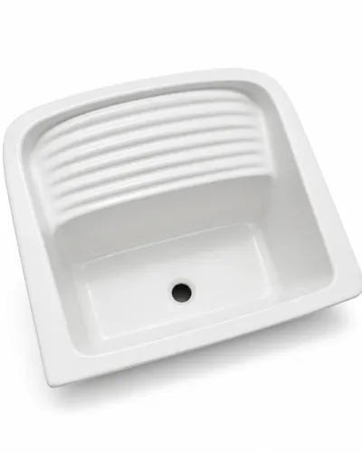 Tanque de Lavar Roupa Embutir com Esfregador - Louça Branco (Novo)
