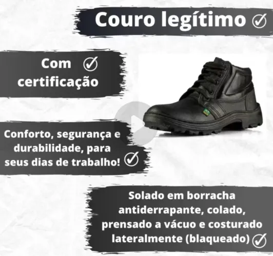  bota de segurança couro certificado