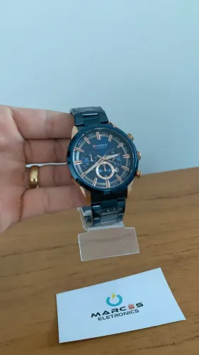 Relógio Analógico Curren Azul top de linha 
