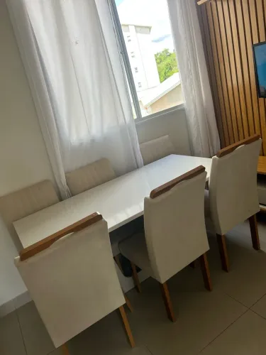 MESA 6 CADEIRAS TAMPO DE VIDRO