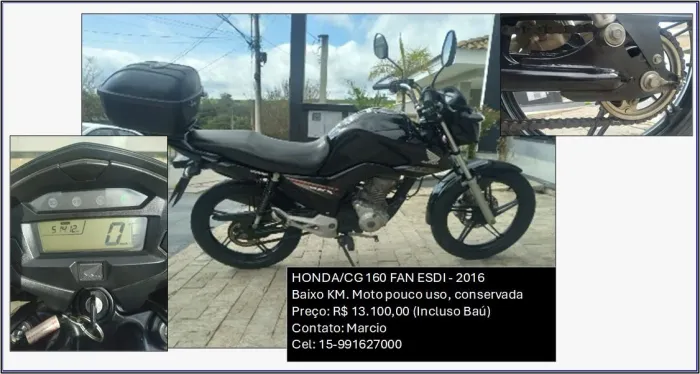 Moto fan 160 preta baixo km