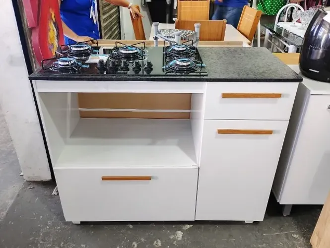 BALCAO COM COOKTOP 5 BOCAS COMPLETO NOVO