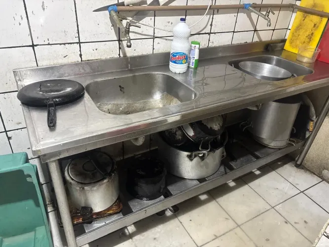 Bancada com 2 cubas pia inox