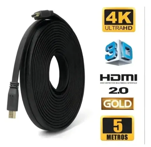 Cabo Hdmi Kappom 5m 4k 3d Full Hd Conector Ouro 24k Blindado