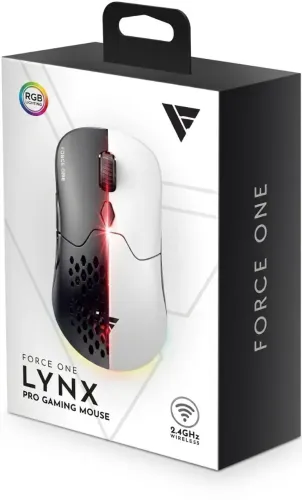(Lacrado) Mouse Gamer Force One Lynx, 19.000 DPI, Hotswap, Personalizável, RGB, Dual Mode