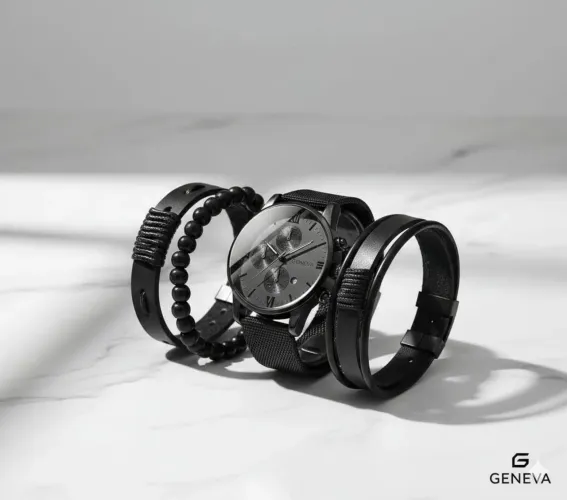 Kit Relógio Masculino LIANDU + Pulseira Punk - Novo (Pronta Entrega)<br>Preço: R$ 25,00