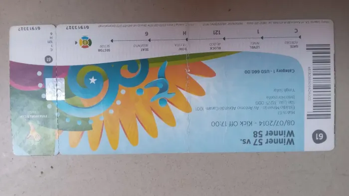 Ingresso raro Brasil x Alemanha