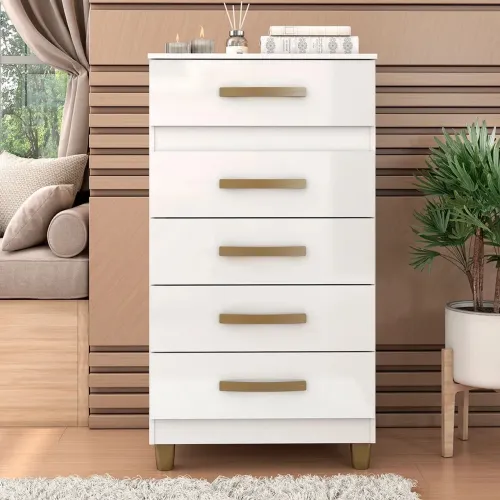Cômoda 5 Gavetas Malta CO250 Branco - FELLICCI/ pronta entrega 