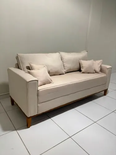 Sofá Beny 3 Lugares 180cm Linho Decorativo Sala