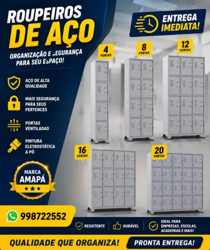 Roupeiro pra vestiários 4 8 12 16 20 portas entrega imediata novos