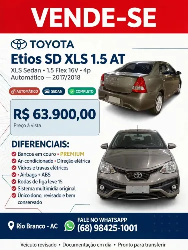 Toyota Etios XLS Sedan 1.5 Flex 16V 4P Aut. 2018