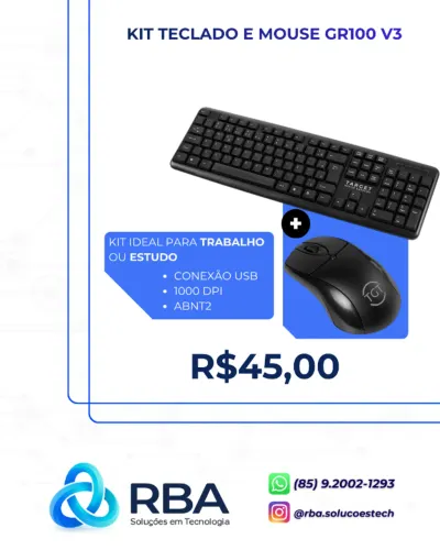 KIT TECLADO E MOUSE GR100 V3