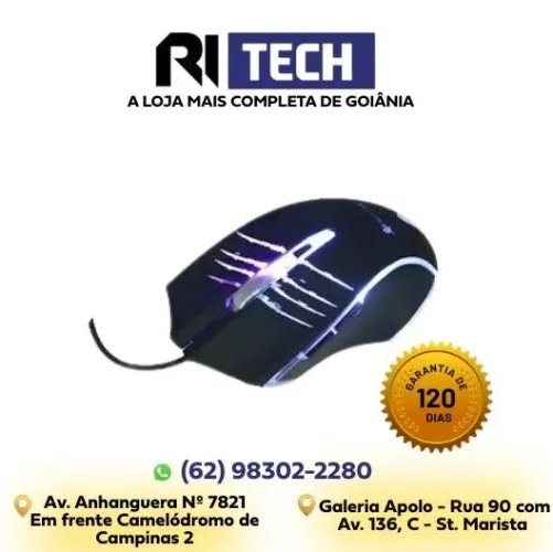 Mouse Gamer USB 6D 3600 DPI com LED para PC e Notebook PEINING