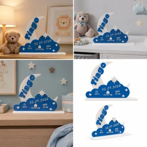 Decoração Quarto de Bebê - Placa Nascimento Criança