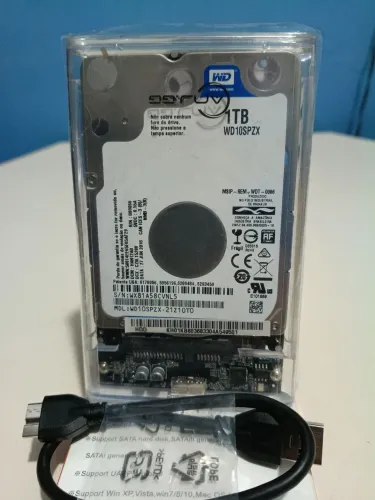 HD 1 TB WD + Cabo USB 3.0 + Case - 100% Saudável - Aceito Cartão .