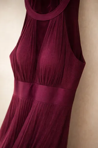Vestido longo cor Marsala/Vinho
