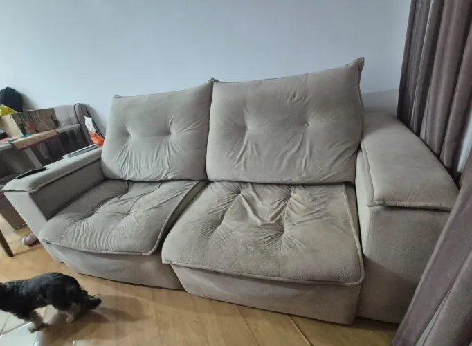 Sofá 3 lugares retrátil e reclinável Sidlar molas ensacadas 2.30m
