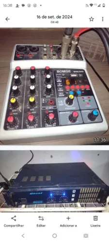 Som de DJ ( amplificador mesa e caixas).