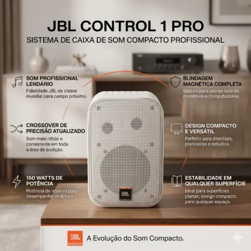 Coluna de Som Profissional JBL Control 1 Pro (Branca) - 150W | Áudio de Excelência
