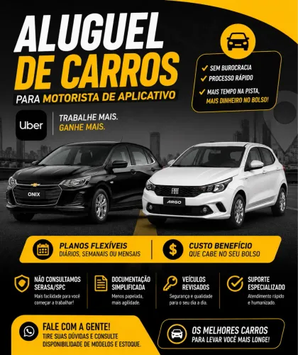 Alugo carro para motorista de Aplicativo 