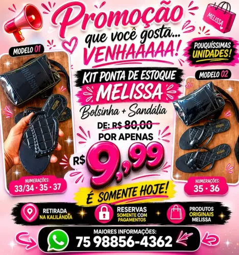 Ponta de estoque kit melissa apenas 9.99 retirada na Kalilândia 