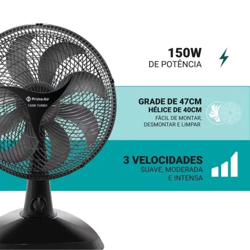 Ventilador Britânia 150W Turbo Maxx Force 8Pás Prime Air AVTE400 Lacrado