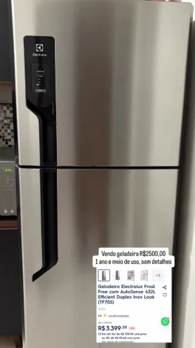 Geladeira Electrolux Frost Free com AutoSense 432L Efficient Duplex Inox Look (TF70S)