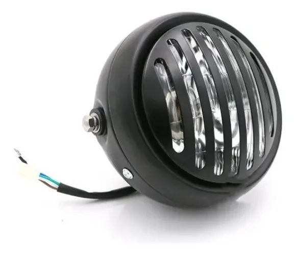 Farol vintage com grelha estilo chopper, bobber, custom