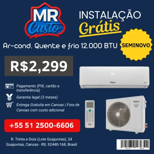 Ar-Condicionado Q/F Philco 12.000 BTU | Revisado, Garantia e Instalação Grátis | MR Custo