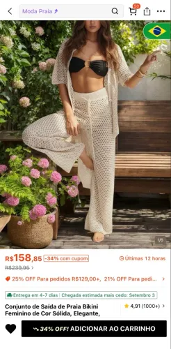 Conjunto de Saída de Praia, com Tricô Vazado