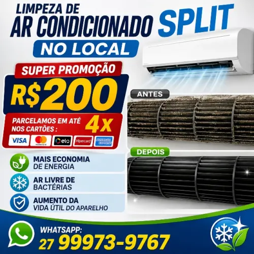 Ar Condicionado Split - Limpeza - Higienização - Sem retirar o aparelho