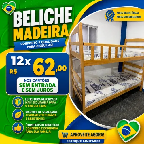 Beliche Madeira apenas R$ 62,00 Mensal Incluso Entrega e Montagem Grátis