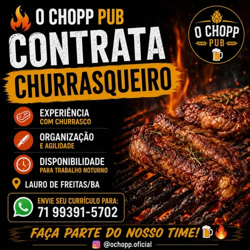 Vaga para churrasqueiro!!
