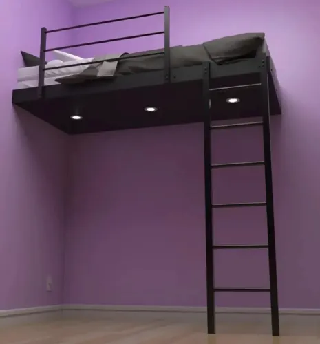 Cama suspensa de solteiro, de metal