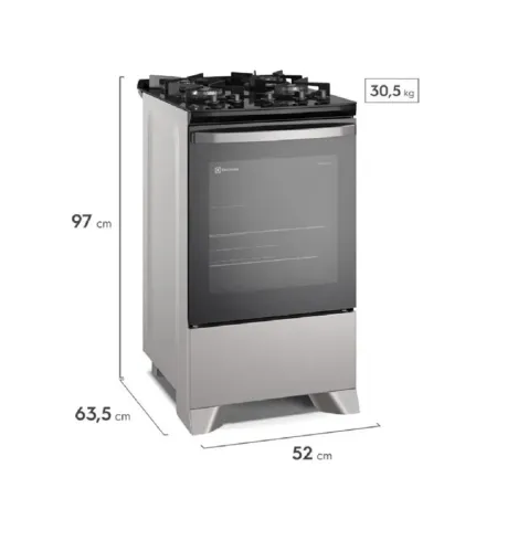 Fogão 4 bocas Electrolux Efficient Mesa de Vidro, Tripla Chama e VaporBake - Bivolt