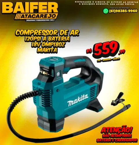 Compressor de Ar 120Psi à Bateria 18v Dmp180z Makita