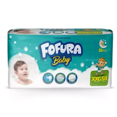 Fralda xxg com 50 unidades, fofura baby 