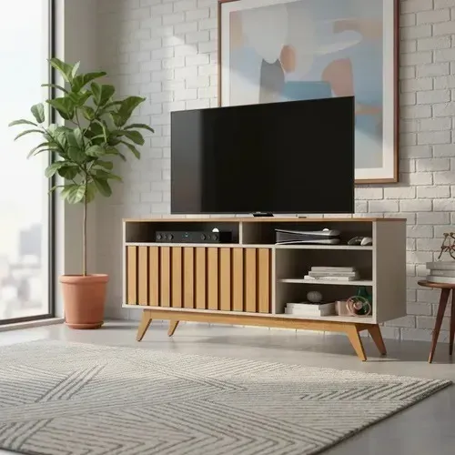Rack para TV com Ripado Turin - Entrega e Montagem Gratis