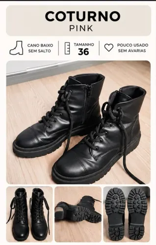 Coturno Pink Preto 36