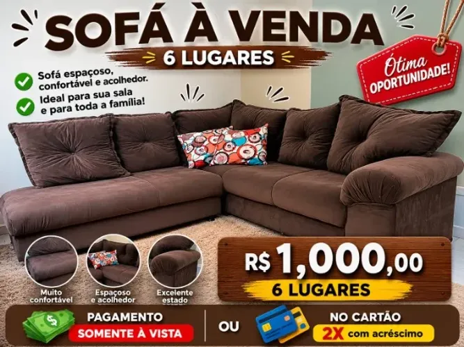 SOFÁ 6 LUGARES SUPER CONFORTAVEL.