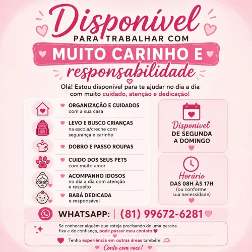 Disponível para trabalhar 