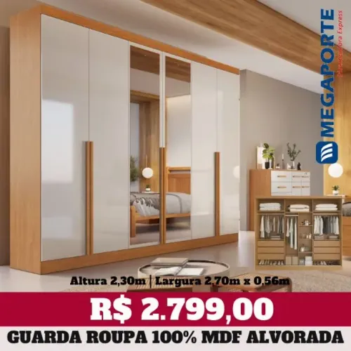 Guarda Roupa Casal 100% MDF 6 Portas com Espelho (NOVO) Entrega Grátis! 